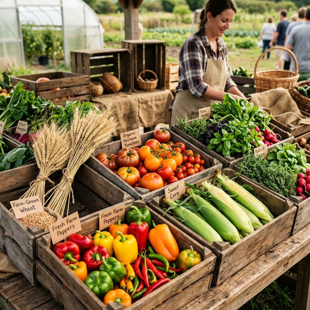 Freshly harvested organic produce