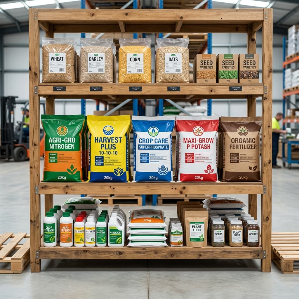 Agricultural products display in warehouse
