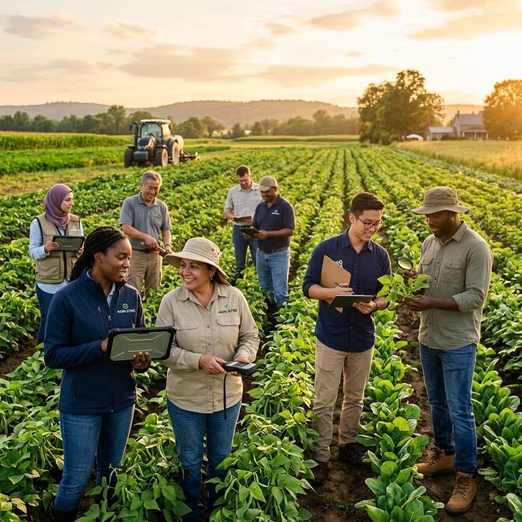 Team working together in the field